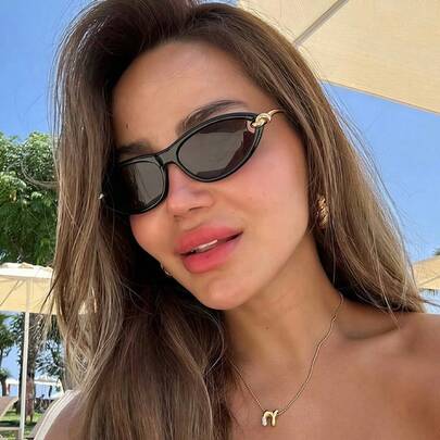 1 Pair Cat Eye Knotted Foot Chain Fashion Women's Fashion Glasses, Leopard Print Bohemian PC (Polycarbonate) For Women, All Season