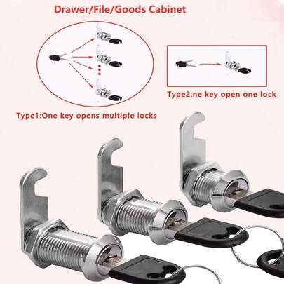 包含2把钥匙的文件/物品/抽屉柜锁，家具五金门锁，适用于办公桌、邮箱、门闩锁