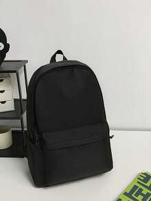 Large Capacity Black Minimalist Backpack, Water-Resistant Durable Bookbag, Unisex Commute & Travel Bag - A - View 4