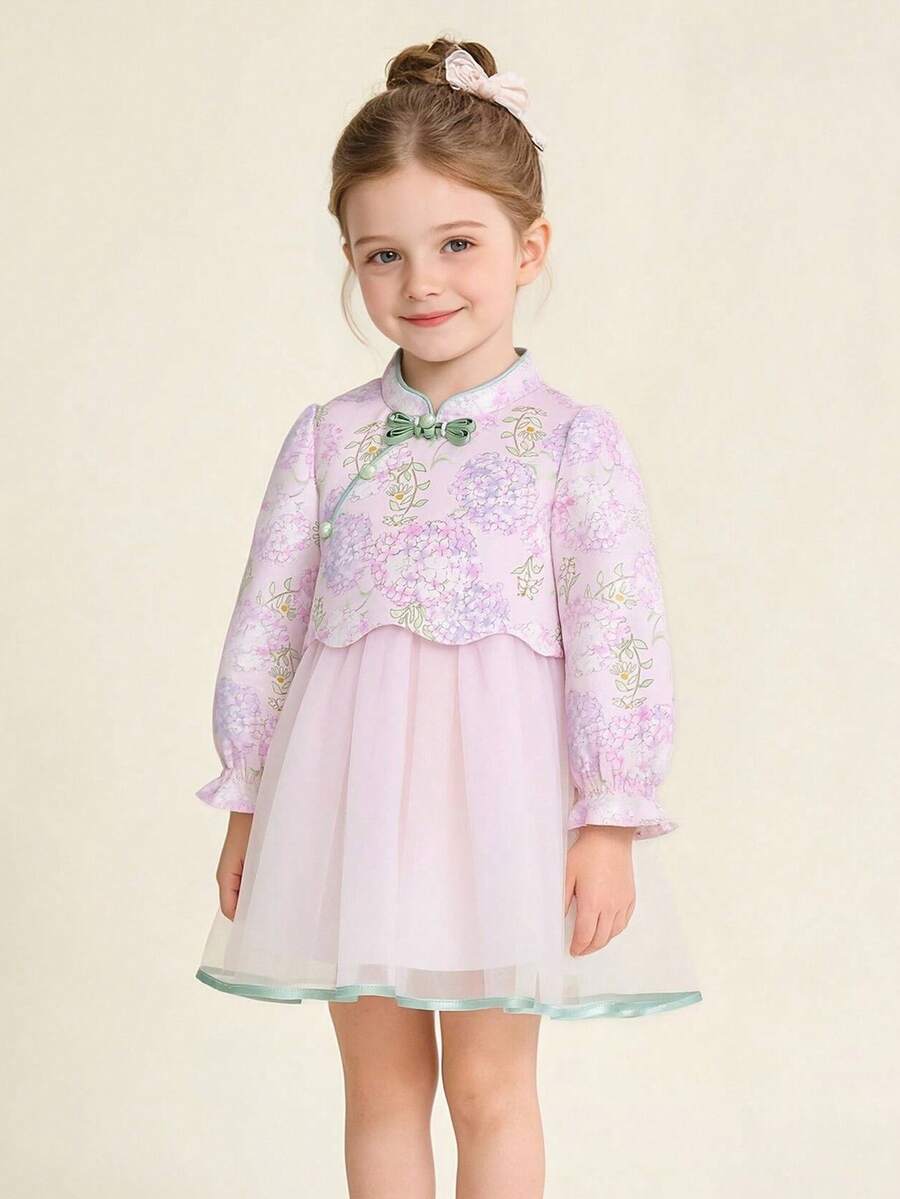mini bala 2026 Spring Chinese Style Soft & Sweet Baby Girl Dress