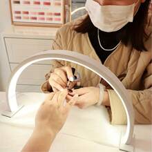 1 Peça Lâmpada de Unha LED Moderna, Formato de Lua Crescente, Alimentada por USB, Acabamento em Metal Fosco, Cor Sólida, Controle por Botão, Abajur de Plástico, Adequada para Manicure, Extensão de Cílios, Tatuagem, Sobrancelha, Cuidados com a Pele - Branca, Presente Perfeito para o Dia das Mães, Aniversário e Outras Datas Comemorativas - luz branca quente - Visão 4