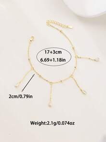 SYMFNY Elegant 925 Sterling Silver Chain Bracelet For Women, Dainty Gold Bracelet With Teardrop Zirconia Charms, Floating Pear Cut CZ Tassel Link Bracelet, Classic Quiet Luxury Jewelry Gift, Adjustable Wristband - Bracelet - View 4