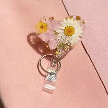 Heart-Shaped Dried Flower Retractable ID Badge Clip, Alligator Clip Swivel Clasp For Doctors & Nurses - Putih - View 12