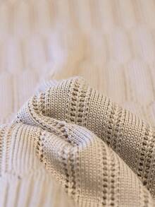 休闲圆领菱形镂空无袖女士沙滩针织连衣裙 - 卡其色 - 查看 6