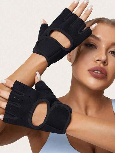 1 Pair Unisex Half Finger Fitness Gloves, Anti-Slip Breathable Cycling Gloves, Ultra-Lightweight Weightlifting Gloves, Shock-Absorbing Palm Protection Sports Gloves, Full Palm Protection Workout Gloves, Suitable For Training, Sports, Gym, Cycling And Other Occasions, Fitness Accessories, Sports, Gym, Home Fitness, Sports Accessories, Fitness Accessories