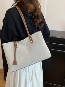 欧美跨境个性化大容量信纸简约印花手提袋，新款女士菱形通勤单肩包 - 棕色 - 查看 9