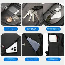 Durable Backpack, Business Backpack, Travel Backpack, Middle/High School Student Backpack, Multi-Function Laptop Bag, Fashion Minimalist Commuter Backpack, Gift Backpack - Black - View 8