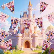 Ins可愛動漫星追Kpopdemomhunters生日派對用品贈品三角旗，K-POP KPOPER，Guerreras靈感玩具，KPOOP美學粉絲支持，演唱會教室宿舍，多場景適用 - 彩色 - 查看 1