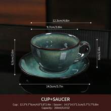2pcs Classic Ceramic Coffee Cup And Saucer Set, Retro Color Series, Suitable For Home Or Cafe, Dishwasher, Microwave, Oven And Refrigerator - Multicolor - View 18