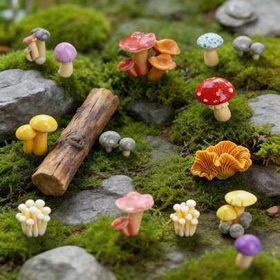 15 chiếc nấm trang trí bằng nhựa giả, tự làm thủ công để làm kẹp tóc, móc khóa, trang sức, ốp điện thoại, kiểu dáng ngẫu nhiên.