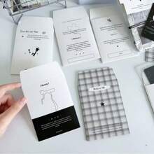 INS Style Clover & Bow Black And White Postcard/Greeting Card Envelope, Kraft Paper Card Packaging Supplies, Suitable For Back To School Season - Multicolor - View 3