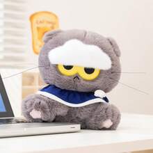 1个超酷蓬松猫咪毛绒玩具，趣味云朵猫毛绒玩具，灰色煤气罐毛绒玩具，可作包包挂件，生日、情人节、母亲节、圣诞节、狂欢节、儿童节的完美礼物 - 彩色 - 查看 9