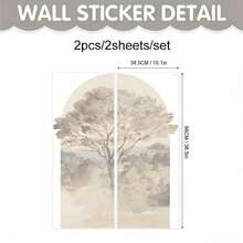 ihomeli Removable Arch-Shaped Wall Stickers - Romantic Garden Colorful Tree Landscape Arch Wall Decals, Temporary Semi-Circle Headboard Decor, Watercolor Style Home Decor - N-Dark Green - View 4