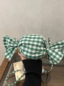 Fashionable Plaid Candy-Shaped Crossbody Bag, Personalized Young Women Shoulder Bag - Green - View 8