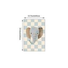 1/6pcs Vintage Checkered Animal Wall Art Decor, Nursery Canvas Print, Danish Macaron Color Tone Painting Poster, Cute Decorative Painting For Boys And Girls Bedroom, Unframed - Multicolor - View 24