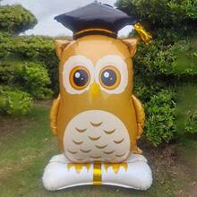 1pc Large Base 61.22 Inch Standing Owl Doctor Balloon Combination Set, Suitable For Graduation Season, Campus Ceremony Theme Party Atmosphere Decoration, Graduation Season Theme Decoration Balloons - View 5