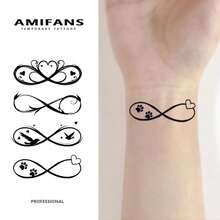 AMIFANS 无限符号临时纹身贴纸，半永久纹身，可持续1-2周，持久耐用，果汁纹身贴纸，逼真纹身贴纸，浪漫纹身贴纸，仿真纹身贴纸，防水，外观逼真，小众设计纹身贴纸，水果纹身贴纸，植物纹身贴纸 - 黑色 - 查看 8