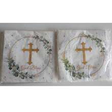 Floral God Bless Napkins First Communion Decorations White Baptism Paper Napkins For Newborn Shower Baptism, First Communion, Christening Decorations - Multicolor - View 14
