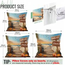 4pcs Beach & Seascape Printed Velvet Pillow Covers, 100% Polyester, Living Room Sofa Bedroom Decor, No Pillow Insert, 40x40cm/45x45cm/50x50cm - Beach and Seascape Theme - View 2