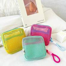 Dopamine Mesh Cosmetic Bag, Mini Mesh Coin Purse, Women's Lipstick Storage Bag With Handle - A - View 9