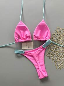 Women Bikini Sets - Watermelon Pink - View 3