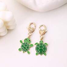 1pc Unisex Cartoon Ocean Animal Series Cute Small Turtle Metal Bag Charm, Creative Adorable Sea Turtle Keychain - Multicolor - View 1