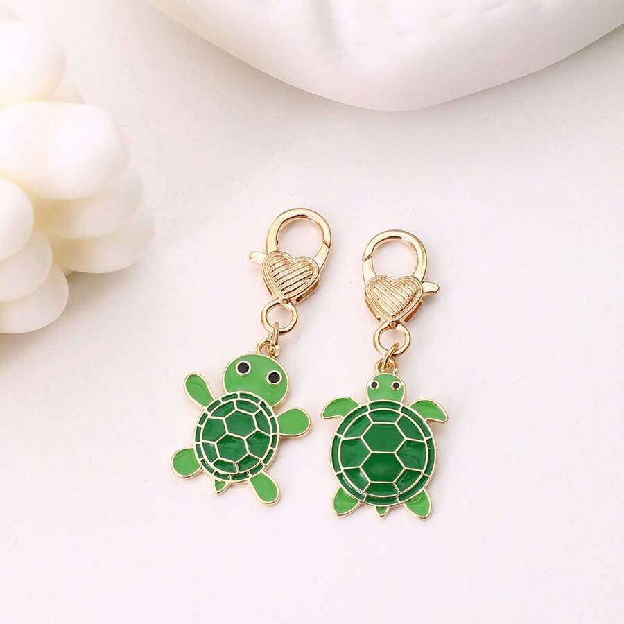 1pc Unisex Cartoon Ocean Animal Series Cute Small Turtle Metal Bag Charm, Creative Adorable Sea Turtle Keychain - Multicolor - View 1