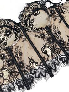 Dravelle Áo camisole ren hoa dành cho nữ, thanh lịch và gợi cảm cho kỳ nghỉ. - màu đen - Xem 6