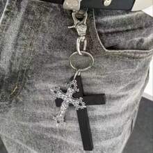 New Y2K Dark Style European And American Popular Cross Pendant Keychain, Gothic Style Keyring For Car, Bag, Gift - Multicolor - View 6