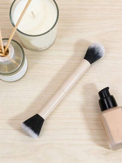 2pcs/1pc Minimalist Double-Ended Makeup Brushes, Multi-Functional Brush Set Including Foundation, Concealer, Highlighter And Blush Brushes, Essential For Beginner Makeup, Portable Travel Makeup Brushes