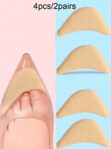 1 Paar/2 Paare/3 Paare/4 Paare Schmerzlindernde Vorfuß-Einlegesohlen für Damen, Schwamm-Zehenstopfen, halbe Einlegesohlen zur Größenanpassung, Schuhgrößen-Füllstoff, Schutzpolster - Aprikosenfarben - Übersicht 10