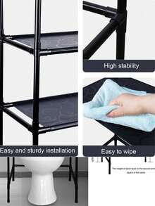 1pc Bathroom Storage Rack, Floor-Standing Bathroom Shelf, Bathroom Storage Organizer, Bathroom Accessories, Laundry Rack, Balcony Storage Shelf - Multicolor - View 3