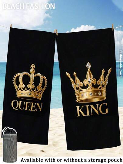 [Mềm mại & Nhanh khô] Khăn tắm biển sợi nhỏ 250gsm | Có các kích thước 70*140cm/90*180cm | Khăn tắm đôi hình vương miện (2 chiếc/1 chiếc) | Khăn tắm di động thấm hút cao, trang trí phòng tắm, khăn tắm biển | Thích hợp cho bãi biển mùa hè, bơi lội, du lịch, cắm trại, tập thể dục