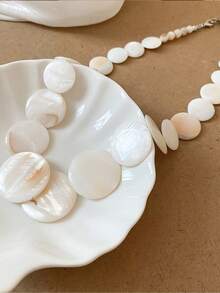 1pc Bohemian Style Summer Beach Shell Necklace, Jewelry For Women, Suitable For Women's Street, Party And Beach Accessories (Natural Shells May Have Slight Variations In Size And Minor Imperfections) - White - View 3