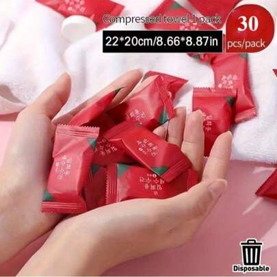 Khăn mặt nén 20/30 chiếc/gói, khăn tay nhỏ dày, khăn lau mặt tiện dụng khi cắm trại, khăn rửa mặt dùng một lần dạng nén, dày và lớn, tiện lợi cho du lịch, công sở, tẩy trang hàng ngày, đóng gói riêng lẻ.