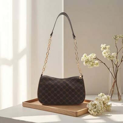 Women's Shoulder Bag, Fashionable And Practical Rhombus Tassel Handbag, New Ladies Bag, Elegant Minimalist Crescent Bag For Work Commute, Casual Outing. | Classic Metal Decor, Perfectly Combining Fashion And Practicality | Essential For Shopping, Parties, Travel And Outings.