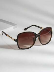 简约有色镜片时尚眼镜，适合日常生活，优雅太阳镜，海滩太阳镜，女士海滩配饰，太阳镜，太阳镜，时尚遮阳，优雅装扮，家庭出游，旅行度假，夏季海滩度假、户外、旅行 - 棕色 - 查看 5