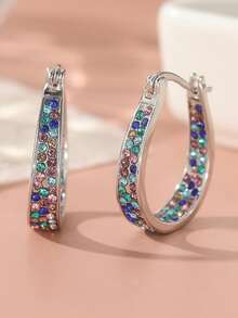 Hoa tai hình móng ngựa đính đá Cubic Zirconia nhiều màu sắc sang trọng | Hoa tai hiện đại, thanh lịch. Thích hợp cho đám cưới và tiệc tùng. - Nhiều màu - Xem 7