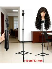 43" Adjustable Wig Stand Tripod & Mini Mannequin Head Stand Metal Wig Head Stand For Training Styling Cosmetology Salon & Canvas Block Heads (Mannequin Head Not Included,Black) - View 8