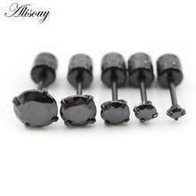 2 Pieces Surgical Stainless Steel 4 Prong Double Zirconia CZ Women Girl Ear Stud Cartilage Screw Earrings Piercing Jewelry - Stud Earring - View 5