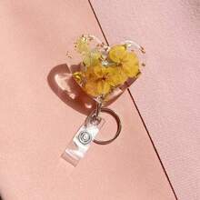 Heart-Shaped Dried Flower Retractable ID Badge Clip, Alligator Clip Swivel Clasp For Doctors & Nurses - Putih - View 9