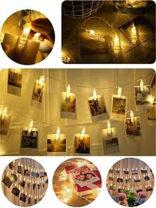 1pc Photo Clip String Lights, Hanging Photo Picture LED Atmosphere Decor Lights, Suitable For Gifts, Yard, Bedroom, Wedding, Birthday Party And Holiday Decoration (Batteries Not Included) - Photo Clip Light - View 5