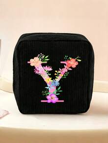 1 Stück Kordstoff minimalistische Reise-Make-up-Tasche, tragbare multifunktionale Aufbewahrungstasche, große Kapazität Damenhygiene-Tasche, neue verdickte Damenhygiene-Aufbewahrungstasche, Menstruationspads-Aufbewahrungstasche, geeignet für den täglichen Gebrauch, Urlaub, Aufbewahrung, Reisen, kann als Geburtstagsgeschenk, Weihnachtsgeschenk, Halloween-Geschenk, Muttertagsgeschenk für Familie, Mutter, Schwester, Freundin verwendet werden - Schwarz - Übersicht 12