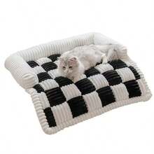 Cat Bed Cushion, Pet Sofa Bed Mat, Warm Thick Pad Suitable For All Seasons, Small Dog Bed Mat - Black and White - View 6