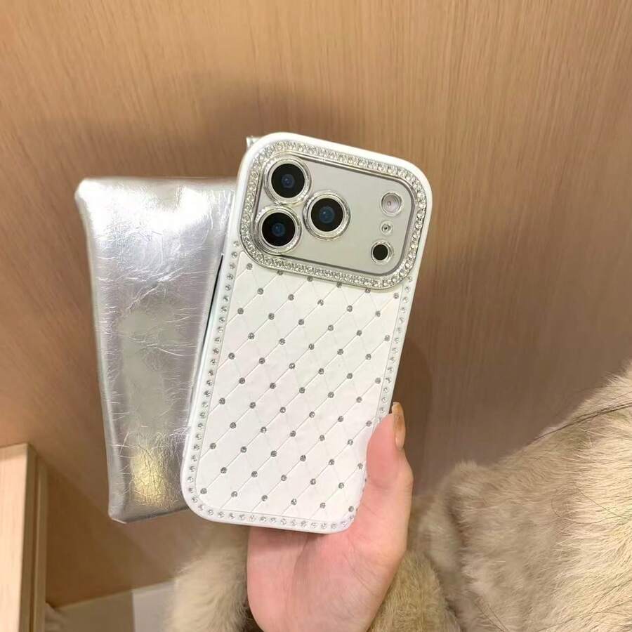 1个极简白色大窗口菱形网格图案手机壳 - 白色 - 查看 1