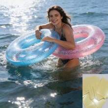 1pc Transparent Sequin Swimming Ring Adult Transparent Internet Celebrity Cute Underarm Thickened Ring Inflatable Large Life Buoy - Clear - View 8