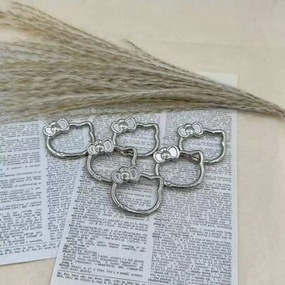 1个极简可爱蝴蝶结猫咪弹簧扣不规则吊坠DIY配件，连接环，钥匙扣，手机挂绳吊坠