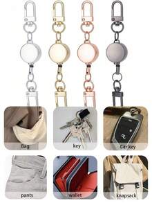 1pc Anti-Theft Metal Retractable Keychain, Elastic Keychain, Keychain Accessories, Car Keychain, Men's Keychain, Nurse/Office/Student ID Badge Holder, Carabiner, Car Keychain, Suitable As Friend Gift, Party Gift. - Multicolor - View 9