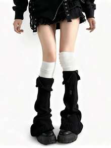 2件套Y2K女式腿套：破洞腿套+及膝腿套，街头风Cosplay千禧年美学腿套 - 彩色 - 查看 6