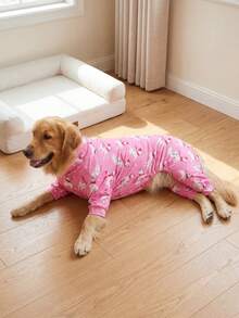 Dog Summer Shedding Hair Control Pajamas - Breathable High Stretch Full Coverage Pet Rompers, Summer Anti Licking & Bug Protective Jumpsuit For Medium Large Dogs, All Over Printing Dog Clothes - Cute Pink Dog Pattern - Multicolor - View 4